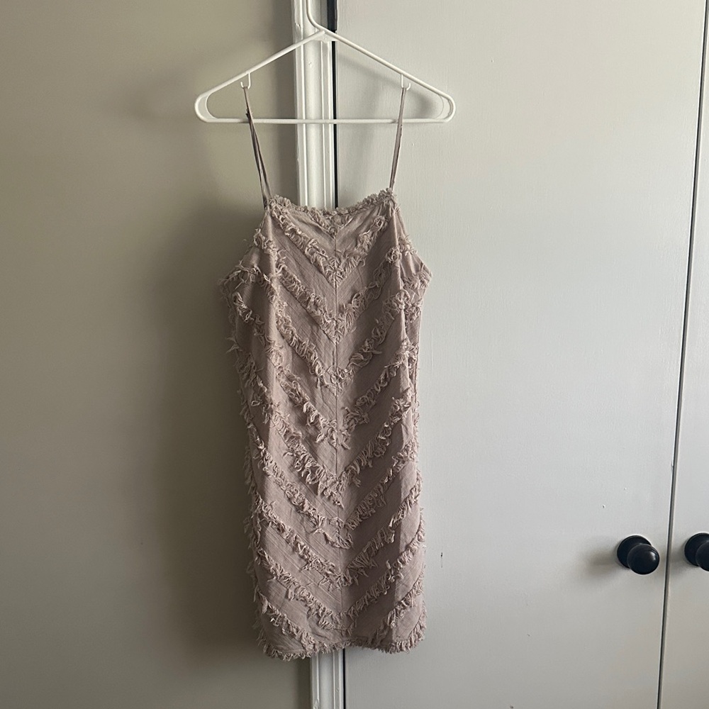 Very J Taupe Textured Mini Dress